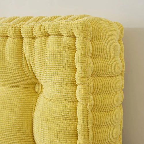 Floor Pillow Lounger Cushion Oversized Dorm Bedroom Apt Yellow Kids Bed Tufted - Picture 11 of 12