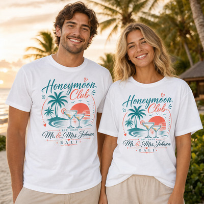 Personalisiertes T-Shirt Paare Flitterwochen Herr und Frau