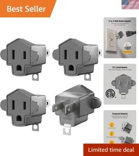 Reliable 2-Prong to 3-Prong Adapter, Built-In Grounding for Safety - 4-Pack