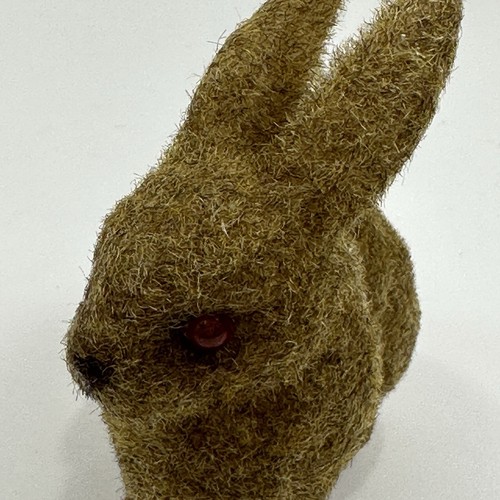 Vintage Small Flocked Fuzzy Brown Easter Bunny Figures 3-4in Set of 3 Rabbits - Picture 7 of 22
