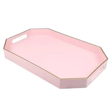 Pink Decorative Tray with Handles, Versatile 15.7" x 10.2" x 1.6" Re Pink