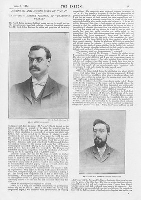 Interview mit Cyril Arthur Pearson von Pearson's Weekly - antiker Druck 1894