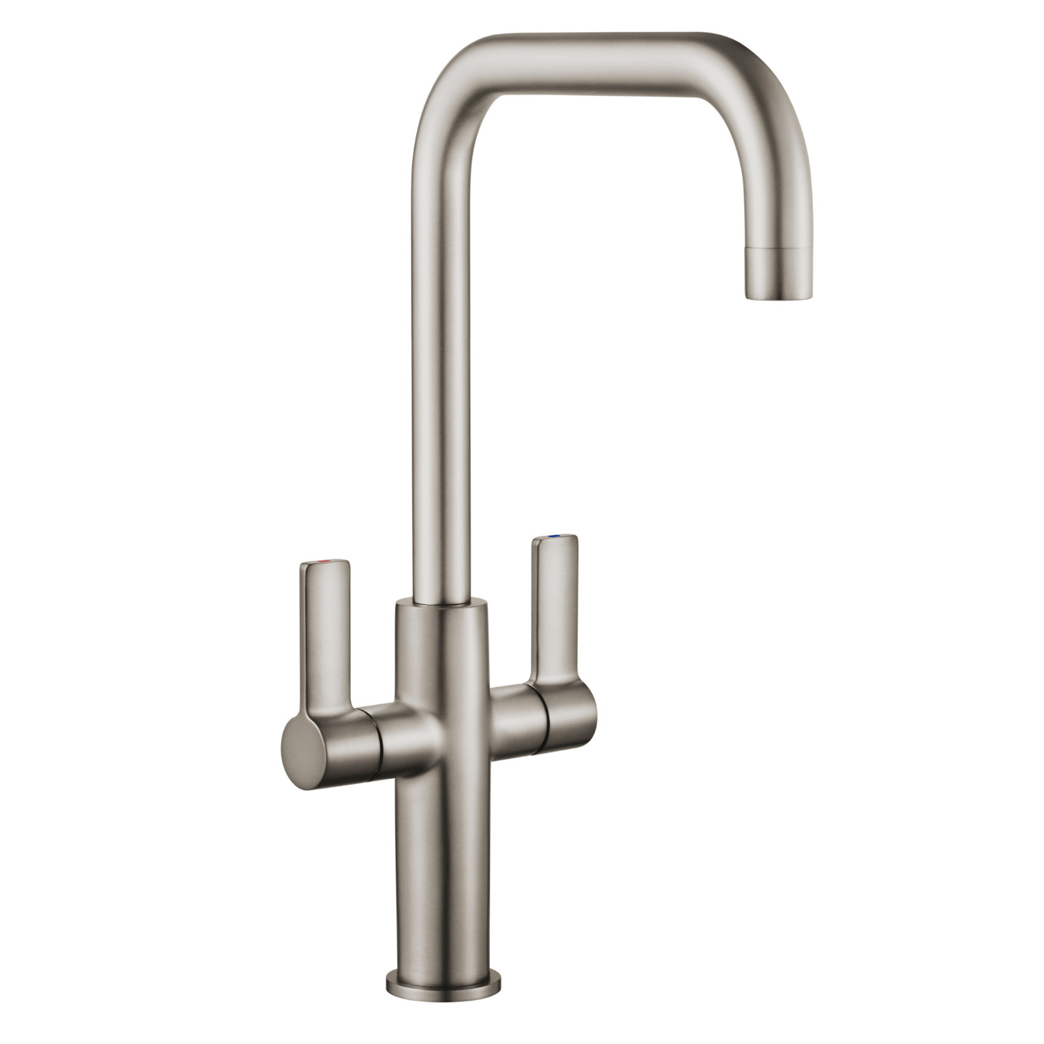 Clever Alpina Right Two Handle Kitchen Mixer Tap Brushed Nickel | Dual Lever Swivel Spout Modern Design - Image 2