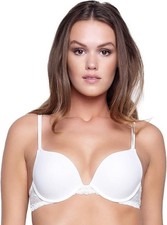 36C - New After Eden Underwired Women's Lace Gel Push UP T-Shirt Bra White 36C