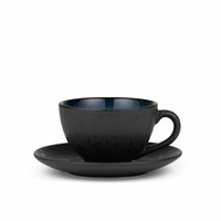 Bitz Tasse Mit Untertasse 24 Cl Steinzeug Schwarz Dunkelblau Robust Stapelbar