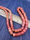 NATURAL UNDYED Antique BEAD STONE CORAL salmon Chinese Tibet dZi necklace silver