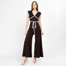 Vintage 70s Dark Brown Bell Bottom Jumpsuit - XS to Small