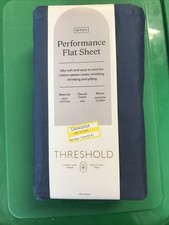 Queen 400 Thread Count Performance Flat Sheet Metallic Blue - Threshold: Cotton