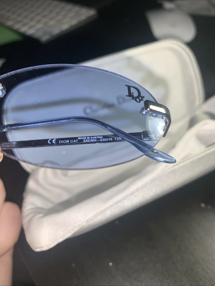 Auténticas gafas de sol vintage de los 90 Christian Dior para mujer ojo de gato tono azul Foto 4 de 4