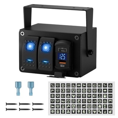 Joinfworld 2 Gang Rocker Switch Box Waterproof 12V LED Light Bar 2 