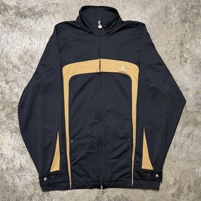 Air Jordan Vintage Track Warm Up Jacket Mens Medium Black/Gold Jumpman Logo Y2K - Image 1 of 4