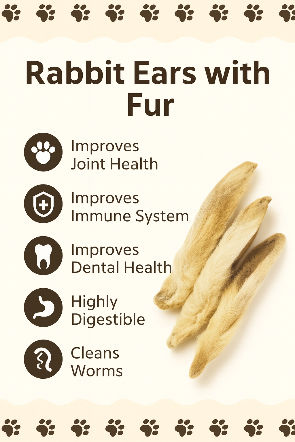 1Kg Rabbit Ears with Fur for Dog 100% Natural Pet Treat Dog Snacks Food ...