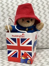 Paddington Bear London 7 in Plush Soft Toy in Union Jack Gift Bag Rainbow Design