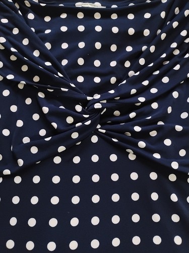 Ladies Blue/White Polka Dot 50s Style Retro Collared Top Size 16/18 VGC - Picture 2 of 3