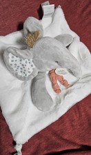 Doudou et Compagnie Couleurs Savane Elephant Knotted Baby 9" Blanket Lovey Gray