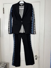 Veronica Beard Black Dimari Dickey Jacket Coyne Flare Leg Pant Set Size 2/4