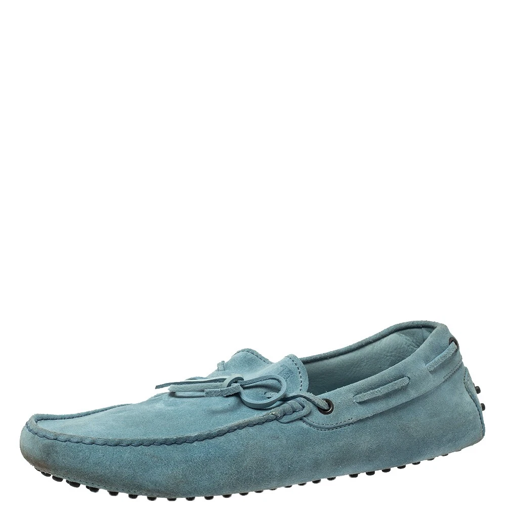 TOD’S Mocassini slip on fiocco in pelle scamosciata blu chiaro Tod's taglia 44 5