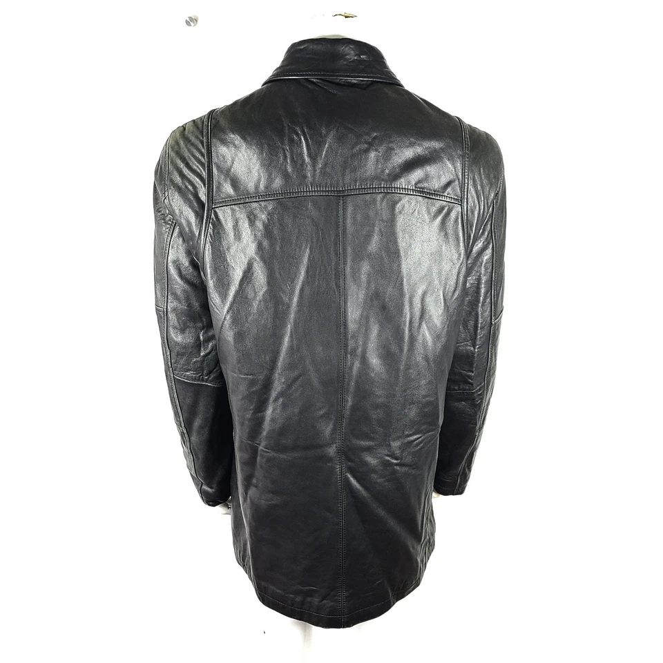 Chaqueta Danier Para Hombre Cuero Genuino Cremallera Completa Estilo 81890 Forrada Negra Talla M Foto 2 de 4