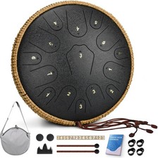 Steel Tongue Drum 15 Notes 14 Inch D-Key Panda Balmy Drum Percussion Instrument