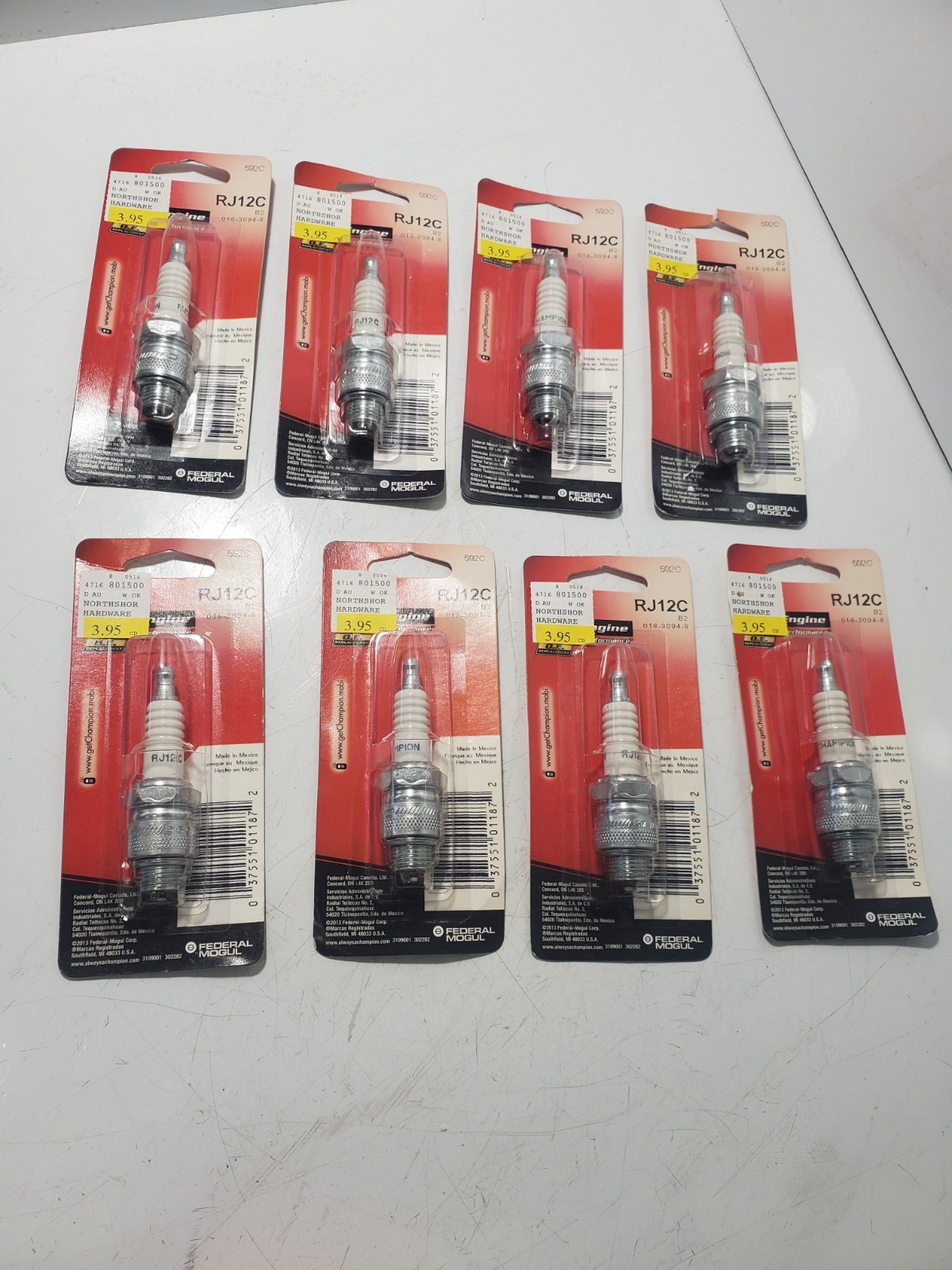 8 Champion Spark Plug RJ12C 592C NOS