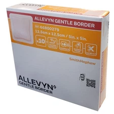 *10-Pieces* Smith & Nephew Allevyn Gentle Border 5" x 5" Foam Dressing 66800279