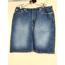 VTG Tommy Hilfiger Denim Skirt Size M Button Fly 5 Pocket Y2K