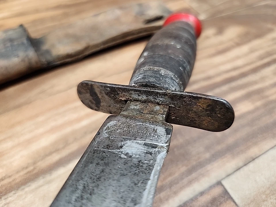 Vintage Schrade Walden Nueva York EE. UU. Cuchillo Bowie Hunter + funda Foto 4 de 4