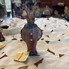 Poliwoggs Primative 2000 Collection Rabbit Clown Statue Vintage Folk Art