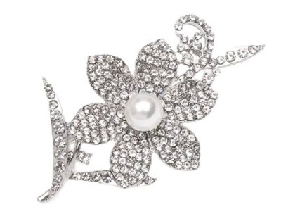 Neue minimalistische glitzernde silberne Brosche mit Strass Mantel Deko