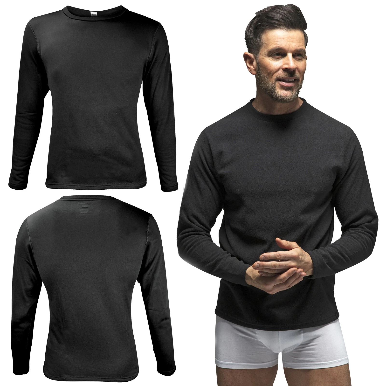 Mens Long Sleeve Thermal Top by Heat Holders , Fleece Lined Base Layer Top