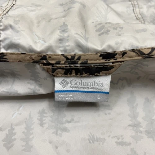 Columbia Jacket Men's Large Tan Hooded Full Zip Deer Tree Print Outdoors image 6
