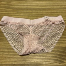 Victoria s Secret Lace Bikini Panties XS Pink Sheer Mesh Stretch Underwear NWT