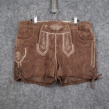 NEW Waldschutz Trachten Lederhosen Shorts Womens 40 Brown Suede Embroidered