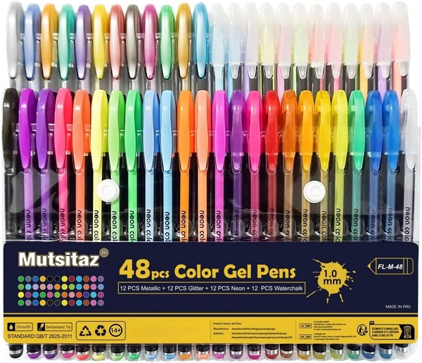 Gelschreiber Set 48 StüCk Glitter Metallisch Pastell FüR Zeichnen Schreiben-image