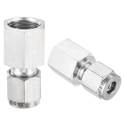 2pcs Compression Tube Fitting 1/4NPT Female Thread 1/4'' Tube OD Stainless Steel