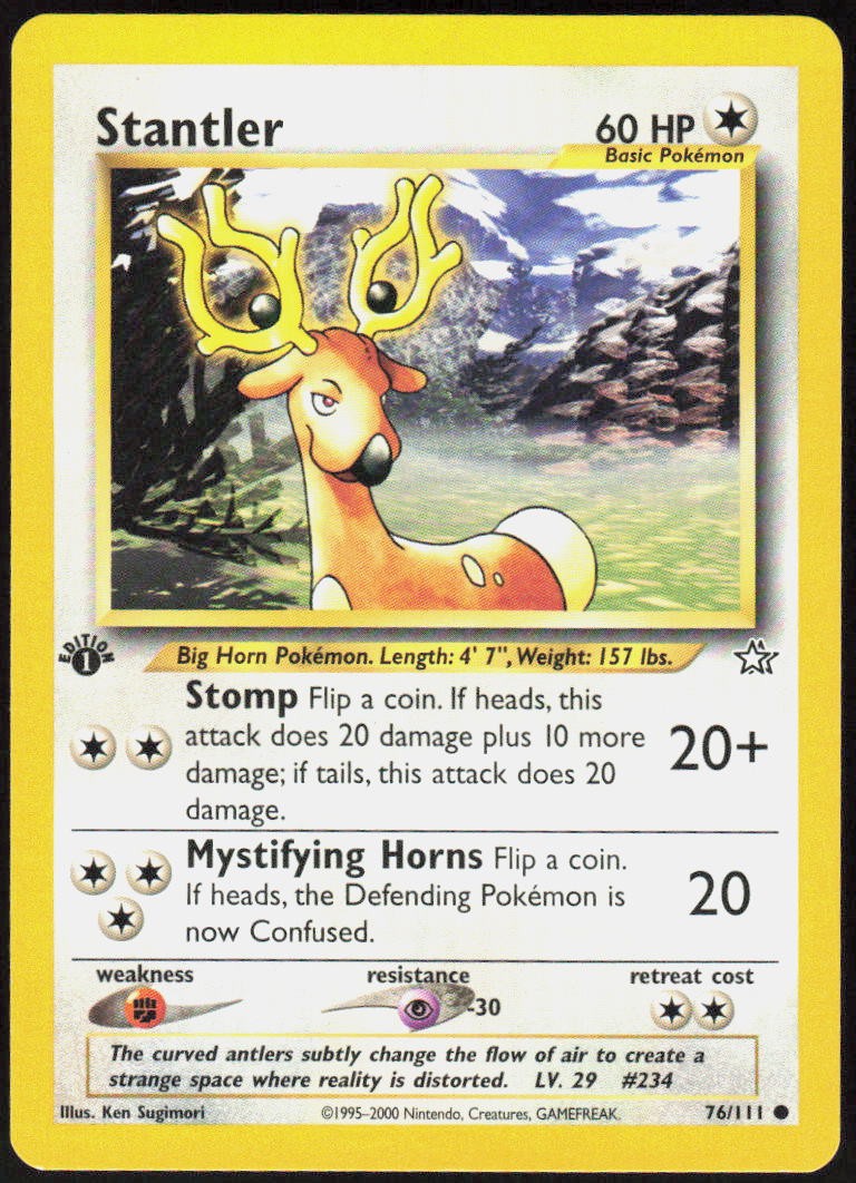Stantler 076/111 1st Edition Common Neo Genesis LP Pokemon
