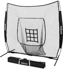 Gosports 7 Ft X 7 Ft Baseball Softball Nets - Red, Black, or PRO -Practice Hit