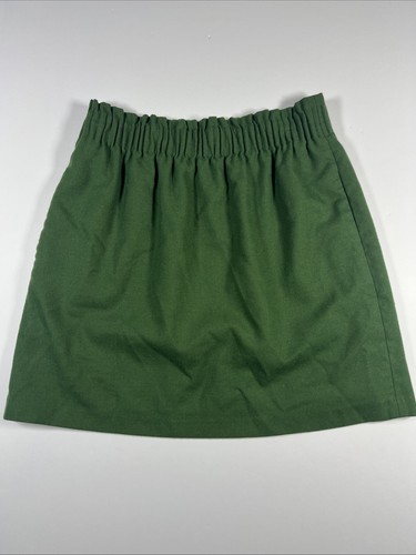 J. Crew Womens Sidewalk Skirt Size 4 Dark Green Wool Blend Elastic Waist