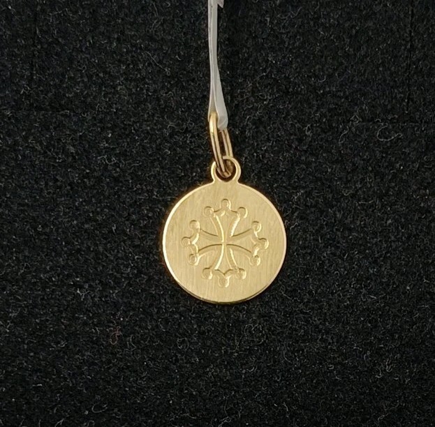 Colgante oro 18k 750 mls. Medalla Mini Cruz De Occitania 10 MM.