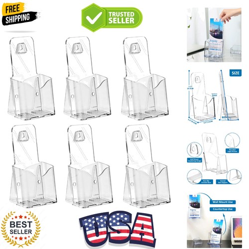 Acrylic Brochure Holder 4x9 Inch, Clear Pamphlet Holder Display Stand for Tri...