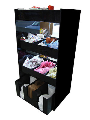 Coffee Counter Condiment Caddy Cup Dispenser Lid Display Tea Rack