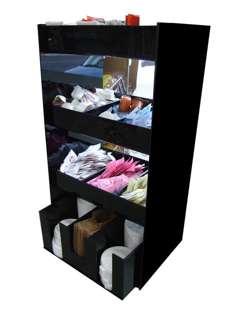 Coffee Counter Condiment Caddy Cup Dispenser Lid Display Tea Rack