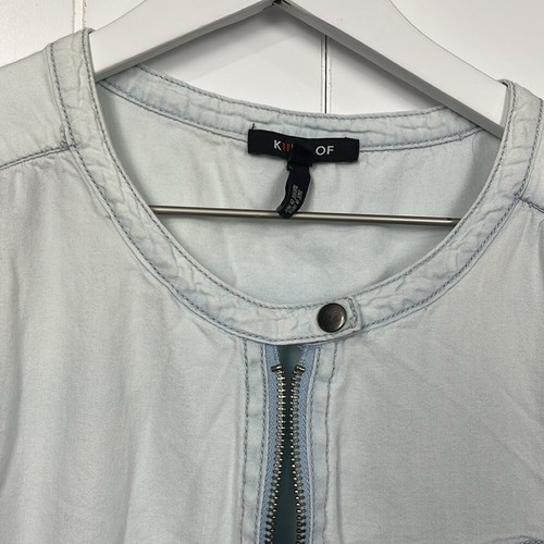Tipo de mono para mujer cambray/denim XL lavado claro cremallera frontal y bolsillos elásticos - Imagen 3 de 16
