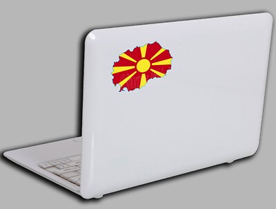 Mazedonien Flagge Karte Flag Map Vinyl Laptop Aufkleber Sticker