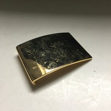 Vintage Gold Plated Vanguard V-21 Polished Brass Buckle Made in USA 3"L x 2"W