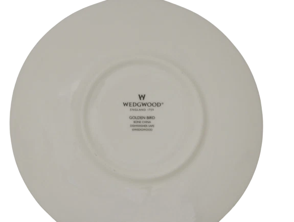 Wedgwood Set 4 Tazze Tazzine The in Porcellana con Piattini Golden Bird Tea Cups, fotografia 4 di 5