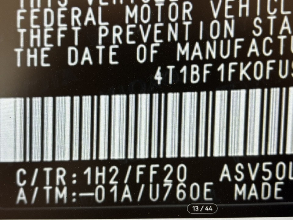 For 12-17 Camry CODE 1H1 218 3T3 203 1H2 8W6 CHOOSE ANY COLOR FRONT ...