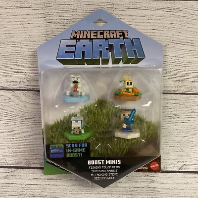 Minecraft Earth Boost Mini 4 pack Polar Bear, Seeking Wolf Snacking Rabbit Steve