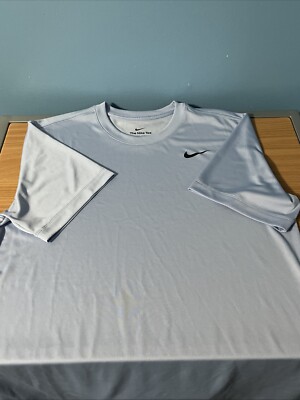 Nike Men Small Dri-Fit Light Blue Swoosh Athletic Shirt #56323