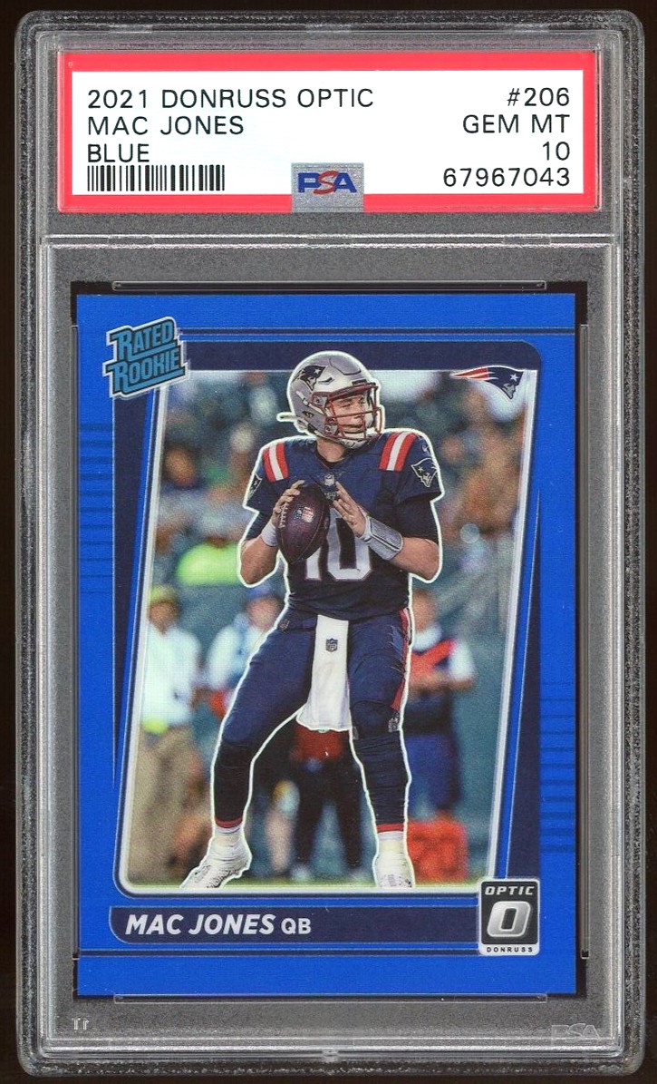 2021 Donruss Optic Blue #206 Mac Jones Rated ROOKIE /179 RC PSA 10 GEM MINT